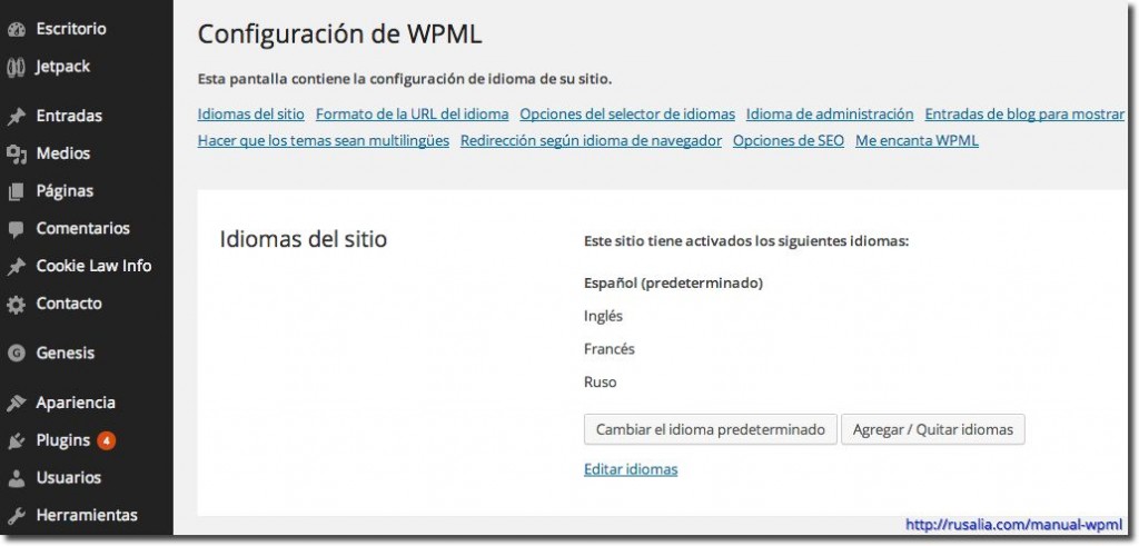 Configuración WPML Paso 1