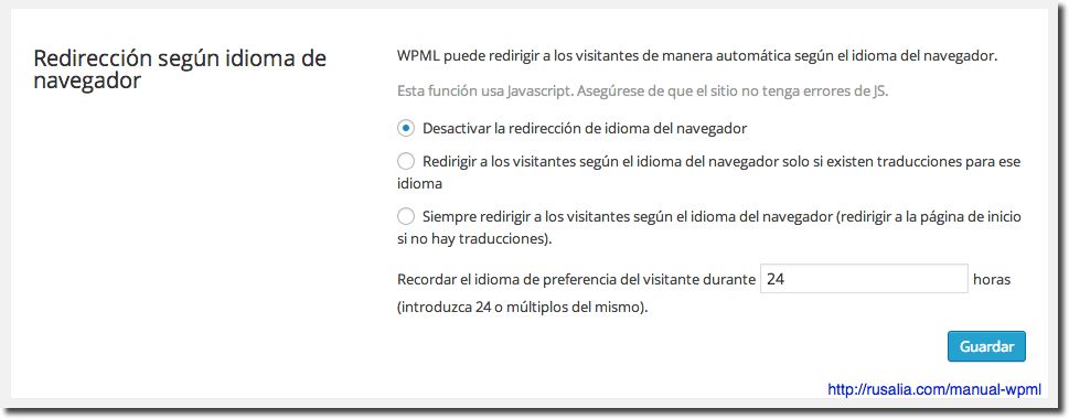 WPML Redirección Idioma Navegador