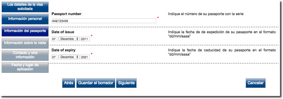 Información pasaporte solicitud visado a Rusia en México