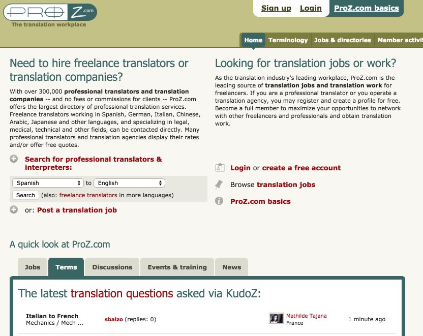 Buscar trabajo como traductor - Mercados de traducción - Proz