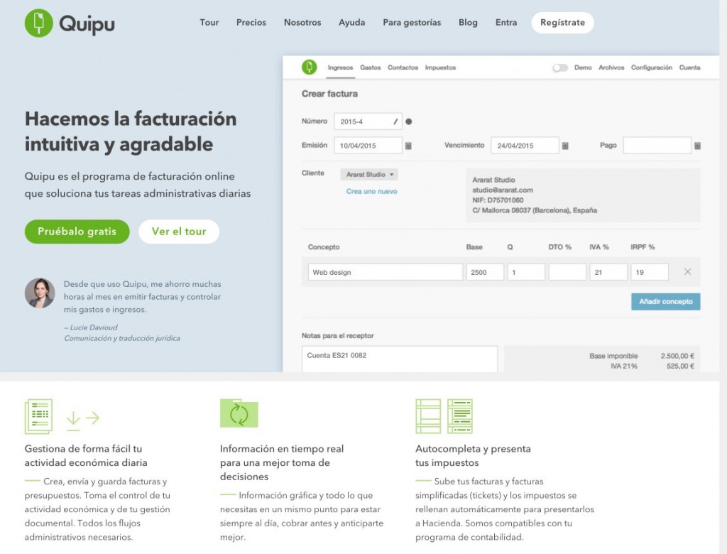 Quipu | Programa de facturación online para autónomos y empresas