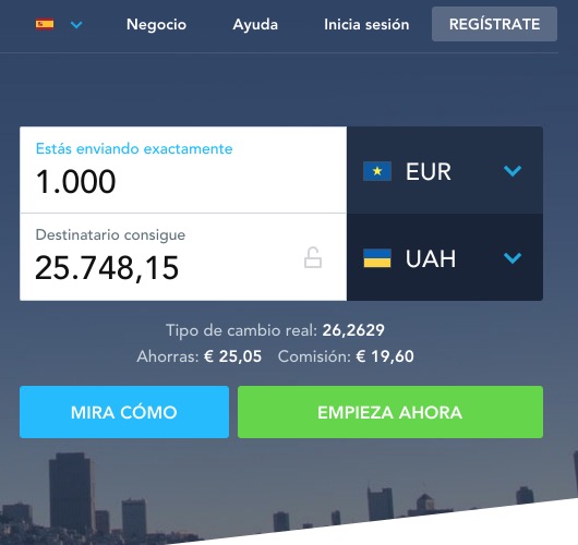 Transferir dinero online a Ucrania en grivnas - TransferWise