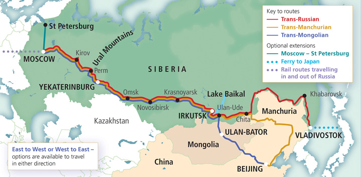 Trans-siberian route map