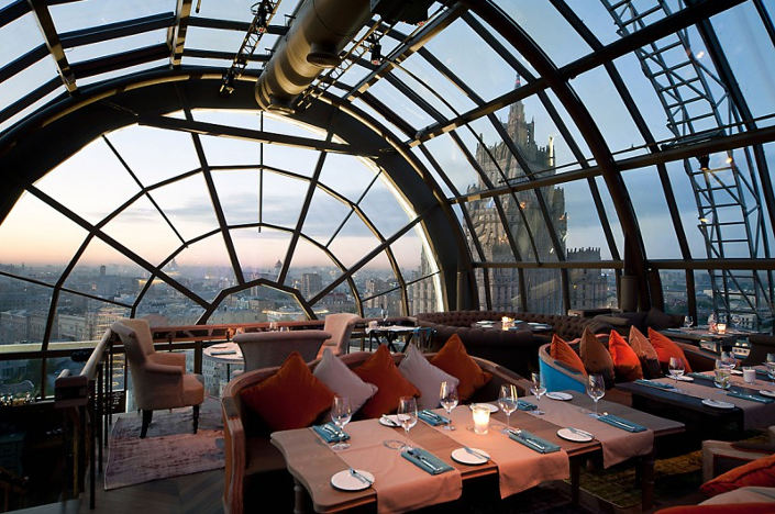 White Rabbit restaurant with glass dome and panoramic views of Moscow