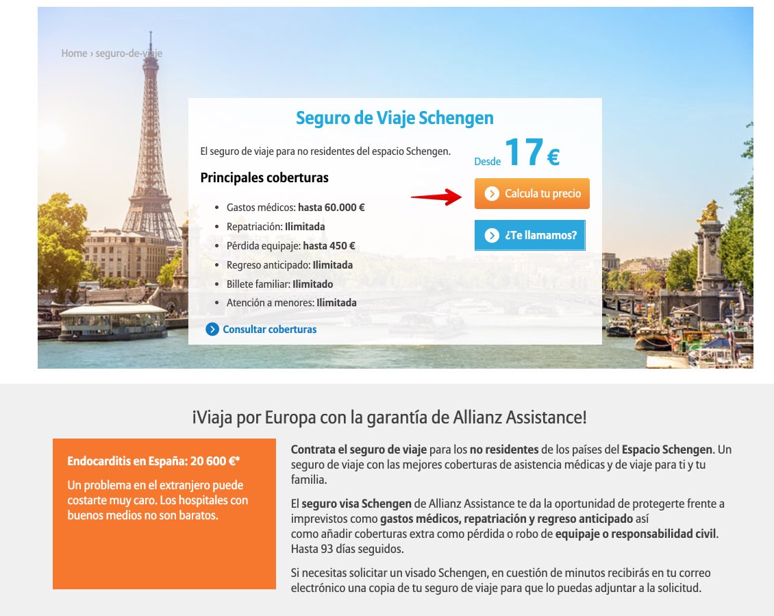 Seguro de Viaje Espacio Schengen - Allianz Assistance 1