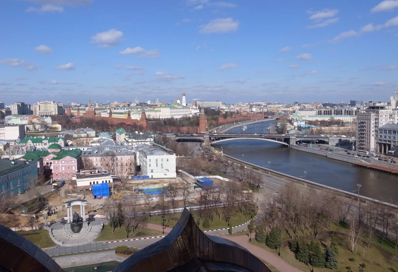 Views of the Kremlin from the observation deck of the Cathedral of Christ the Saviour