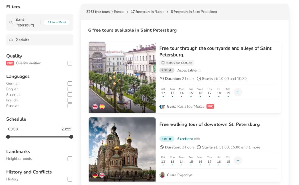 Free tour St. Petersburg