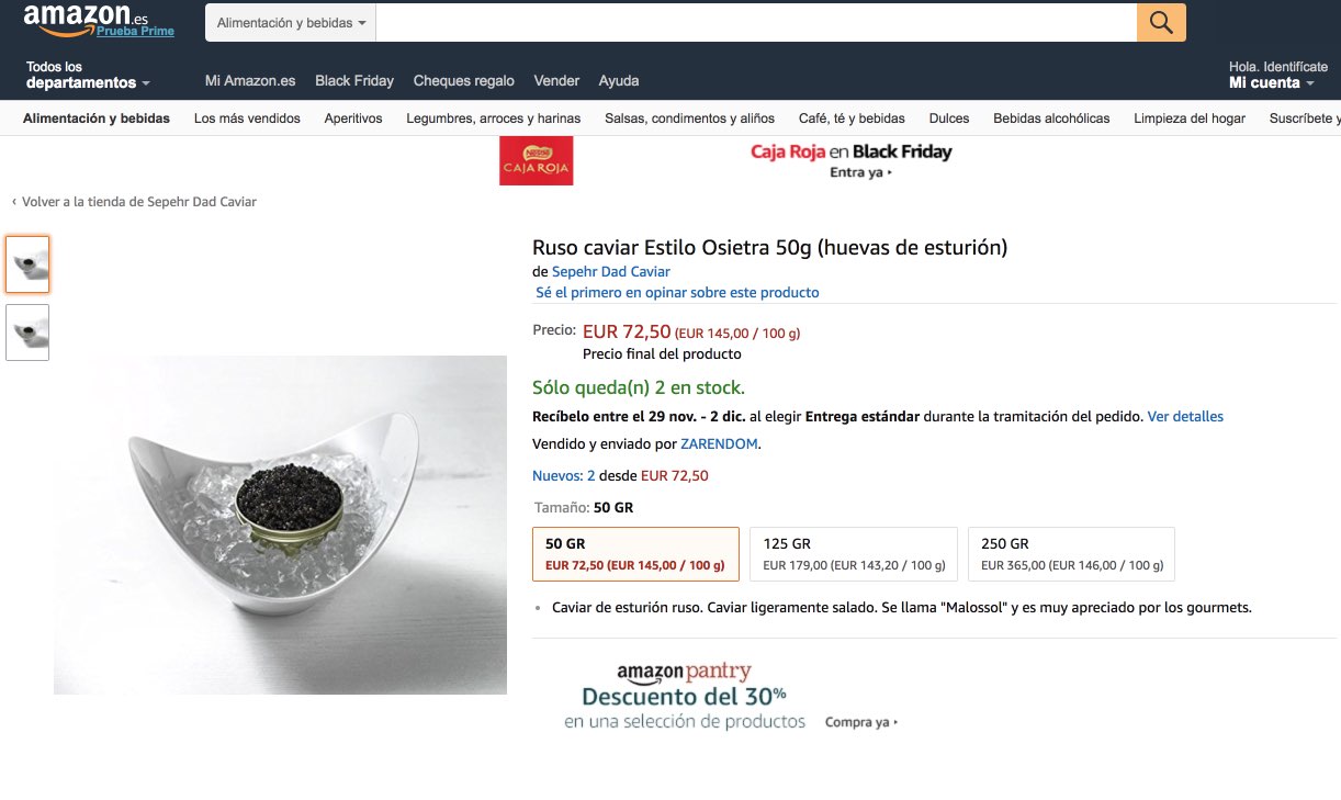 Ruso caviar Estilo Osietra 50g Amazon Supermercado