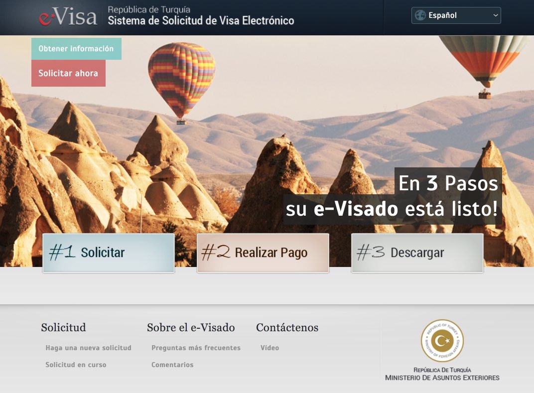 e-Visado - Sistema de Solicitud de Visado Electronico de la Republica de Turquia