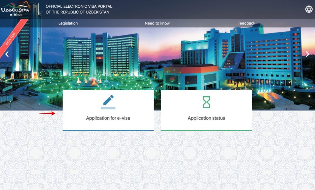 Application for an electronic visa to Uzbekistan 1