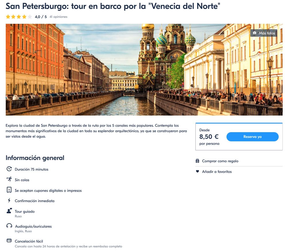 San Petersburgo - tour en barco por la Venecia del Norte