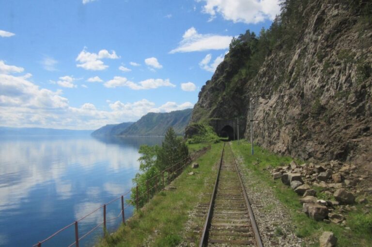 Trans-Siberian track along Lake Baikal