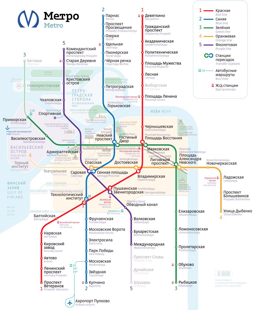 Carte du métro de Saint-Pétersbourg