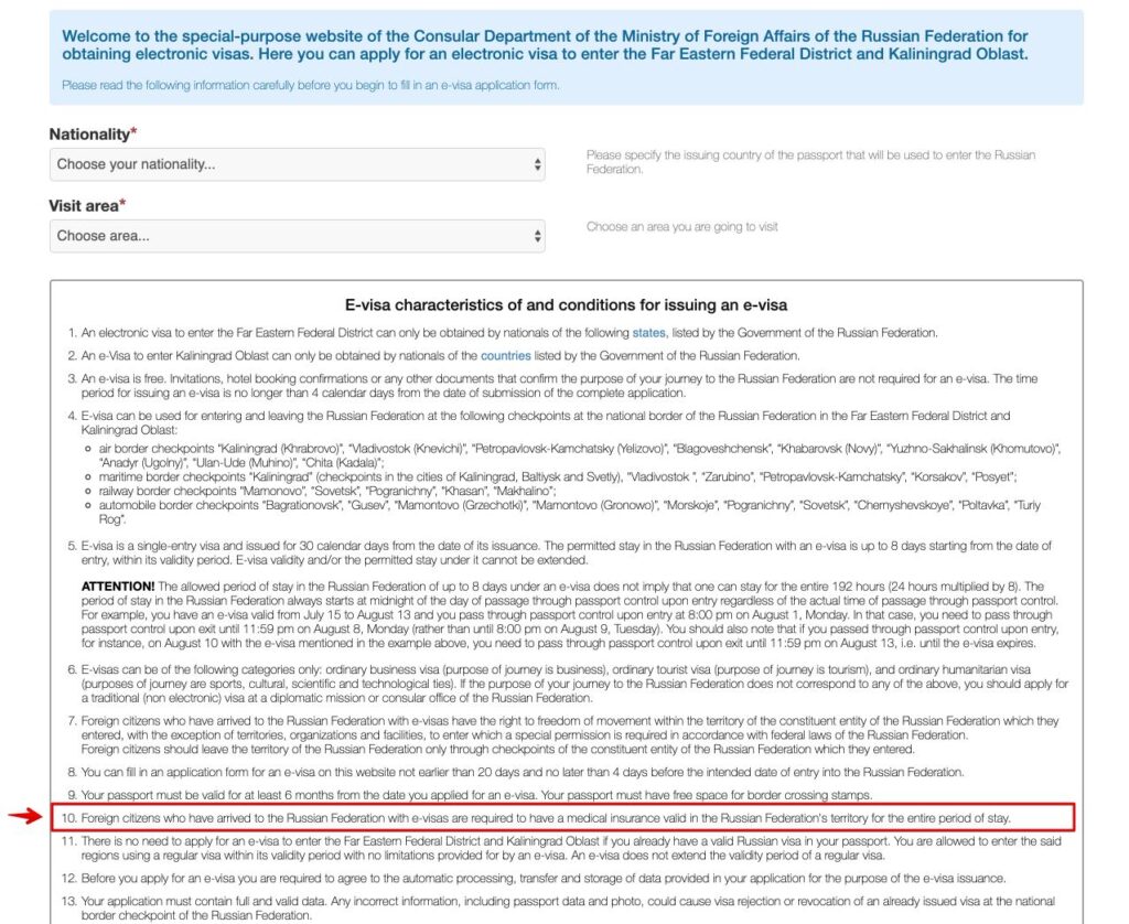 Travel Medical Insurance for Russia – eVisa – Electronic Visa