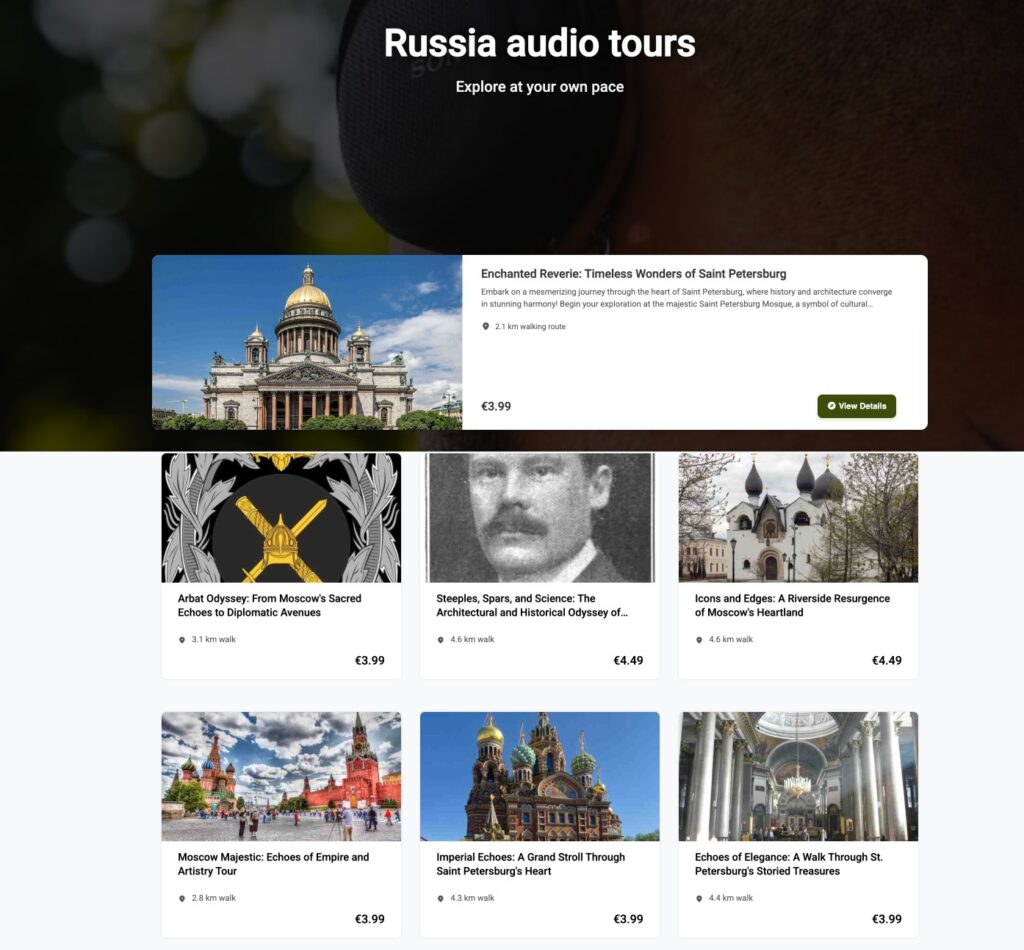 Audio guides in St. Petersburg