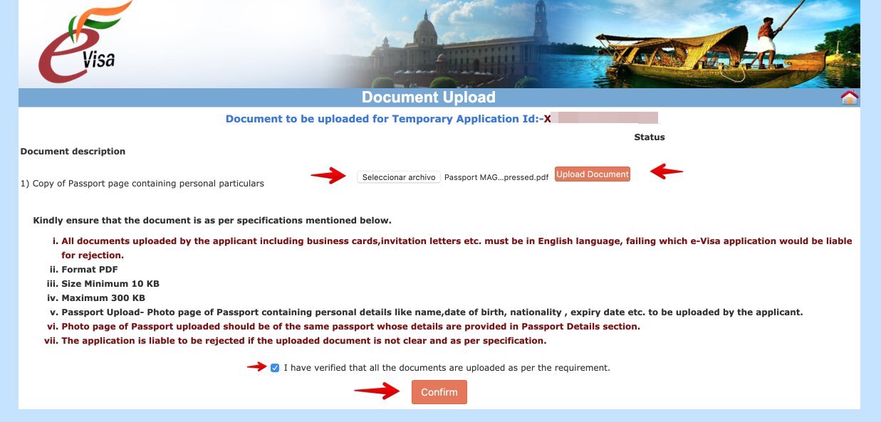 Richiedi l'e-Visa per l'India - Passo 11 bis