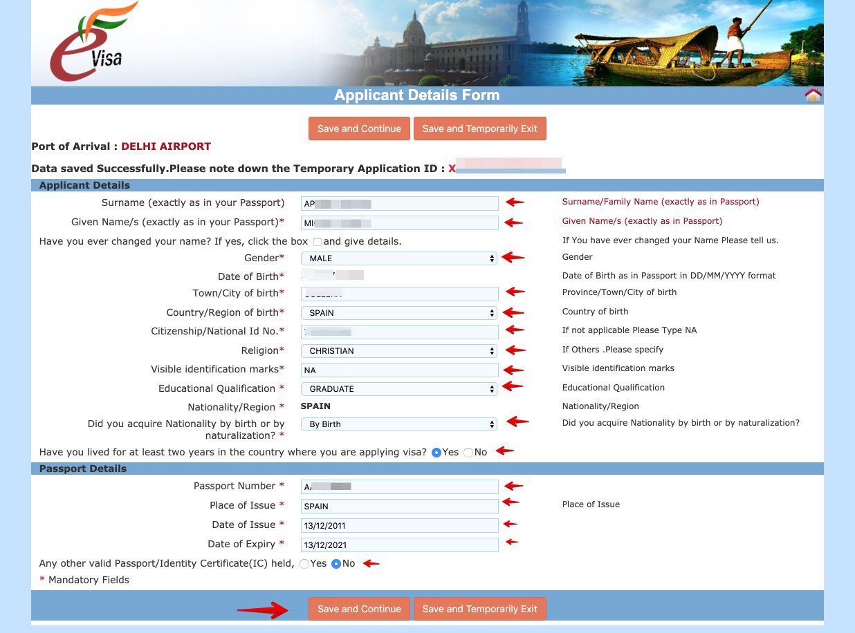 Richiedi l'e-Visa per l'India - Passo 4 bis