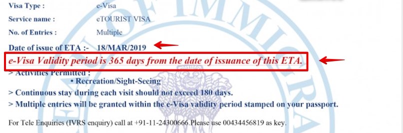 e-Visa to India Granted - 1 year