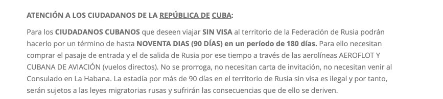Consulado de Rusia en Cuba - Rusia sin visa desde Cuba