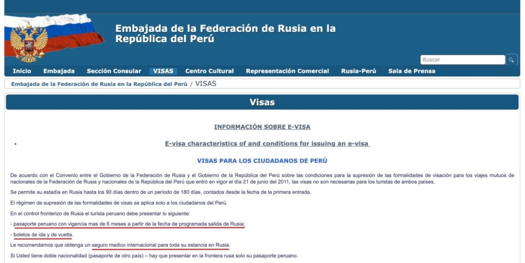 Consulado de Rusia en Peru - Rusia sin visado para peruanos