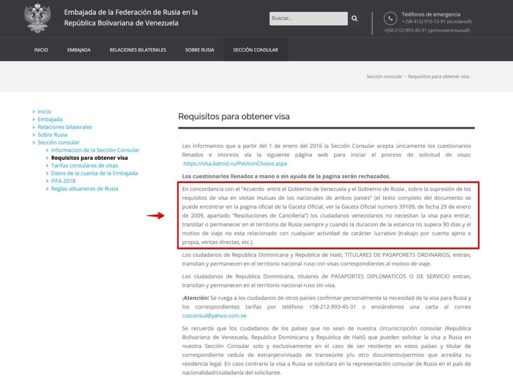 Requisitos para obtener visa - Embajada de la Federación de Rusia en Venezuela - Rusia sin visado para venezolanos