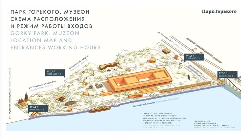 Mappa di Gorky Park - Muzeon art park