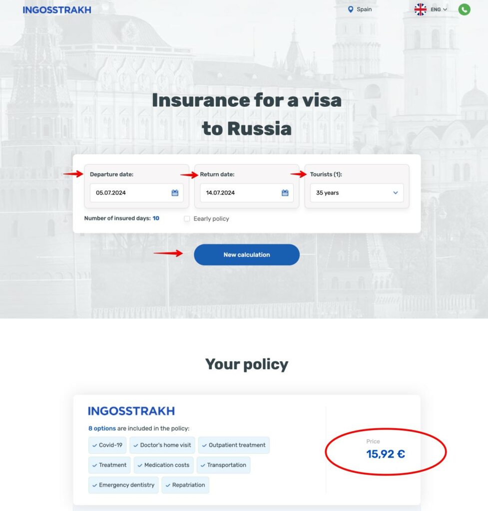 Assurance médicale voyage en Russie - Visa électronique et sur papier