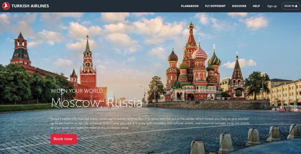 Flights to Moscow and St. Petersburg with Turkish Airlines