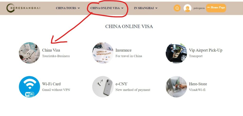 Visado Chino Online - Registro