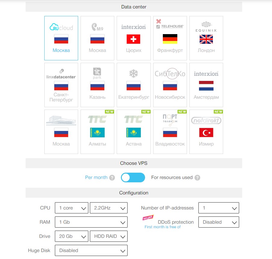 Scegli centro dati in Russia: Mosca, San Pietroburgo, Kazan, Vladivostok, Ekaterimburgo e Novosibirsk