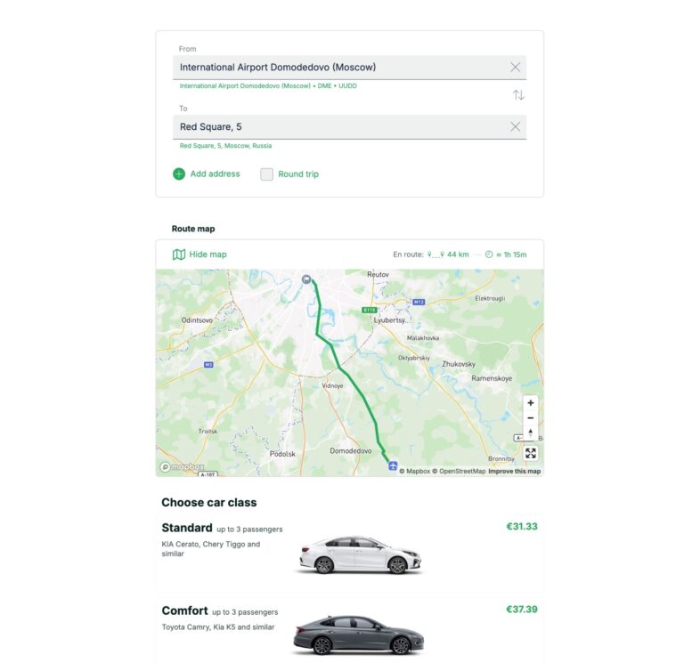 reservar taxi en rusia