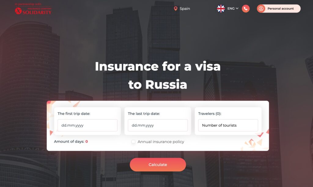 Insurance for a visa to Russia - Solidarity