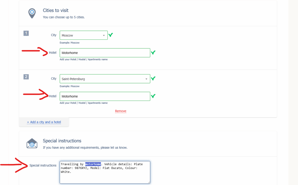 Invitation visa support russia traveling motorhome camper