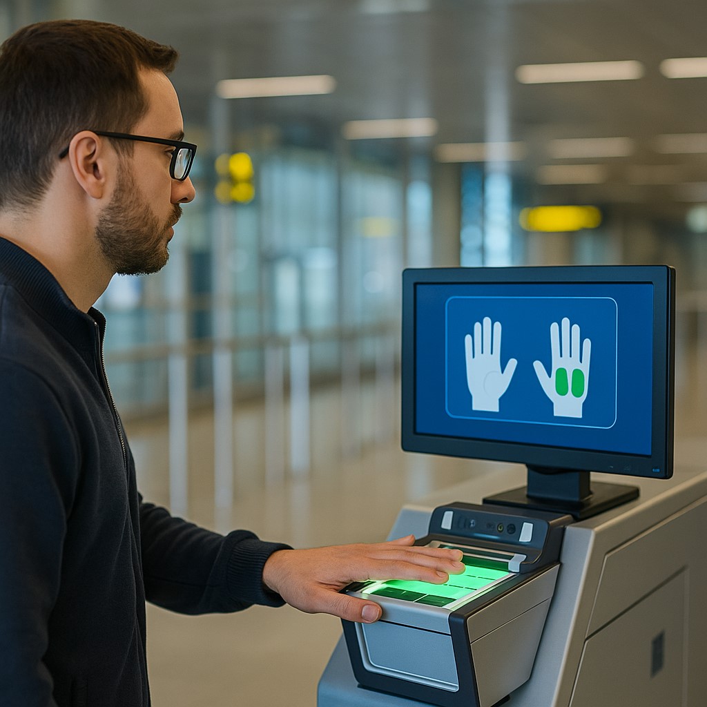 Fingerprint control at a Russian airport