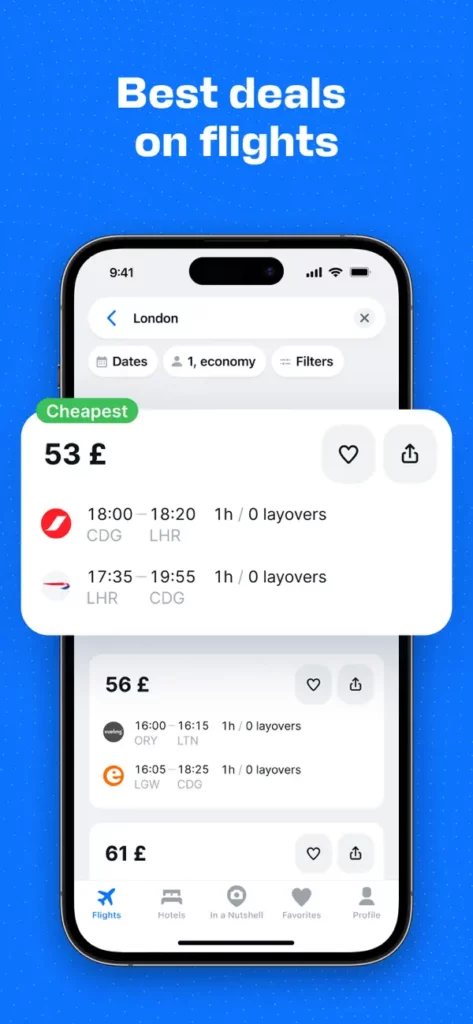 Aviasales mobile app for iPhone or Android in Russia