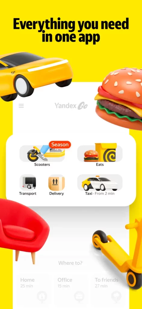 Yandex Go mobile app for iPhone or Android in Russia