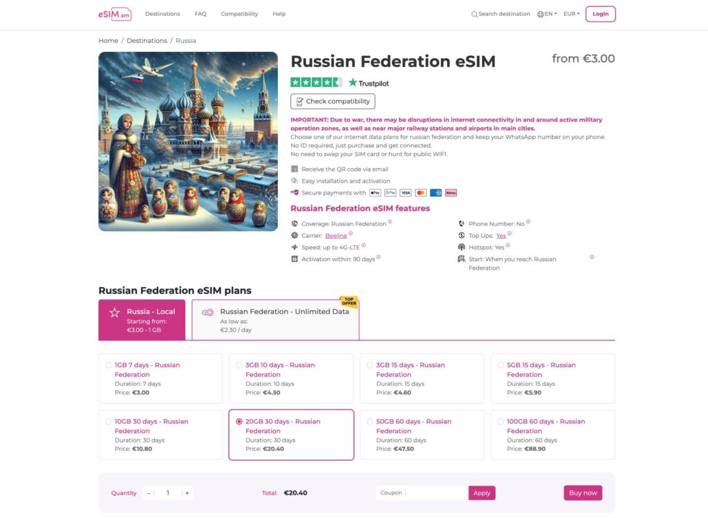 mejor esim para viajar a rusia - esim-sm