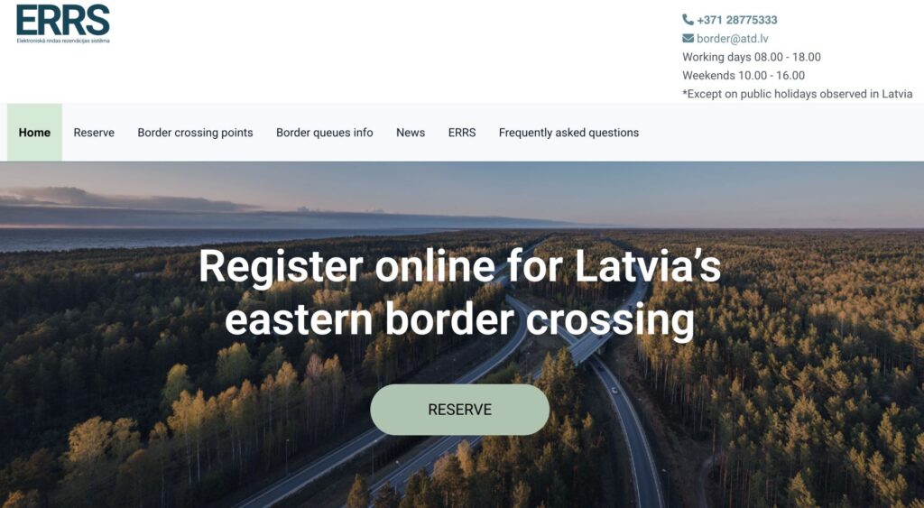 Sistema de reserva de fila eletrónica fronteira Letónia Rússia