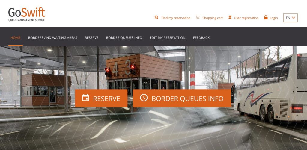 Sistema de gestão de fila GoSwift posto fronteiriço Estónia Rússia
