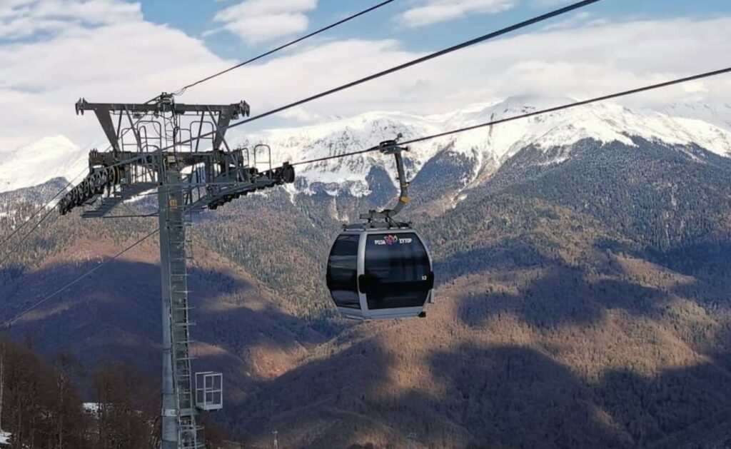 Gondola lifts at Krasnaya Polyana ski resort