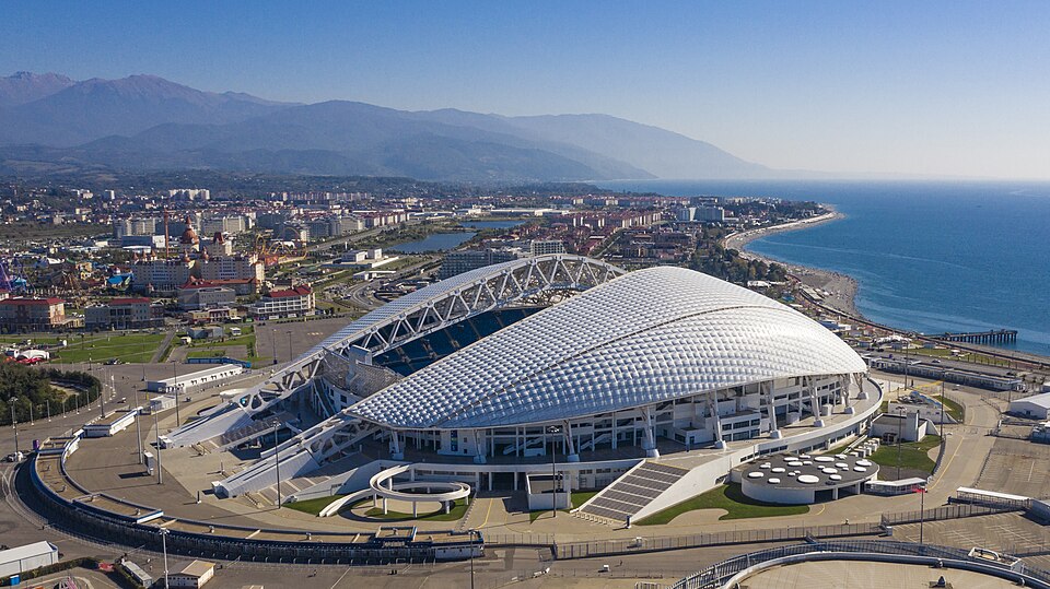 Aerial view of Fisht Stadium and Olympic Park in Adler, Sochi