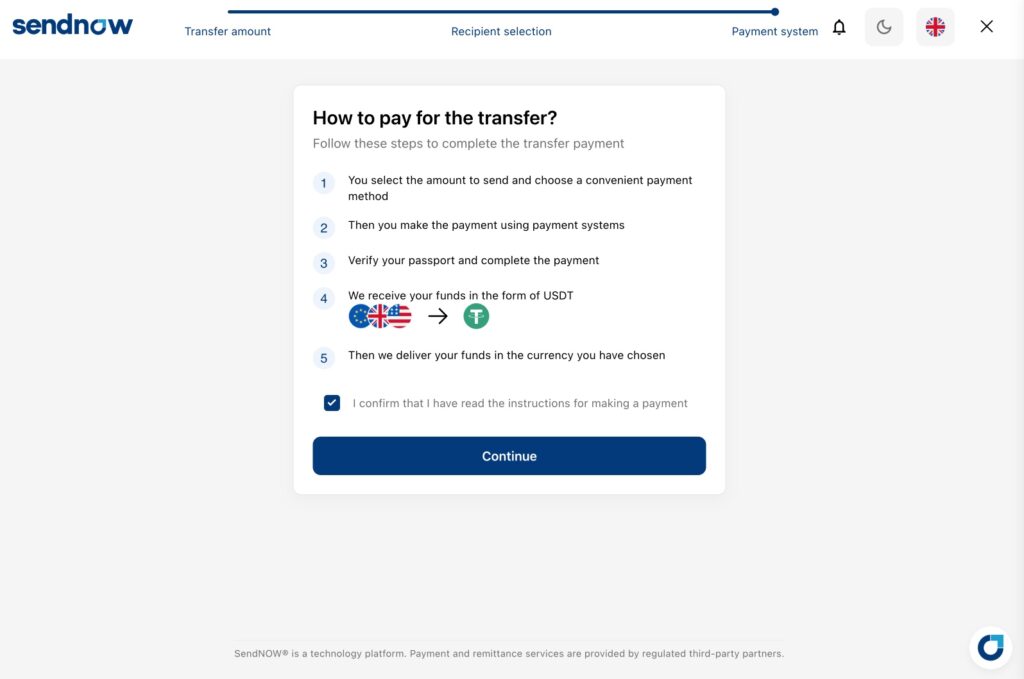 Send money to Russia with SendNOW - Read the instructions on how to pay for the transfer