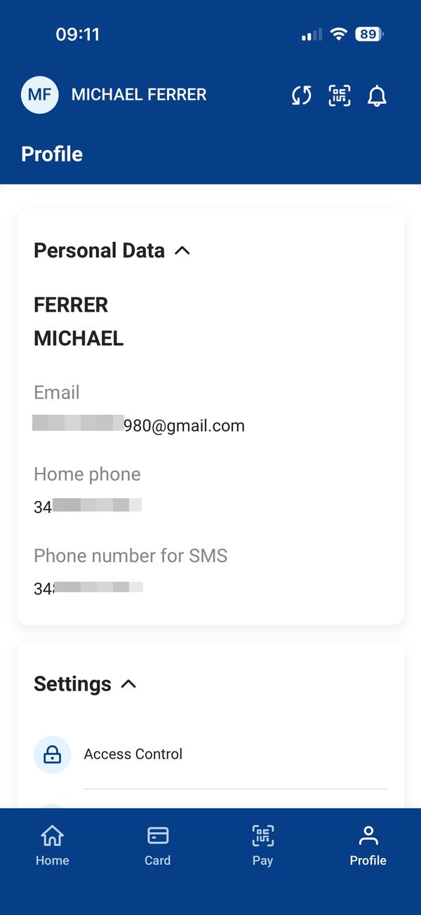 Dados pessoais do perfil no Pay in Russia