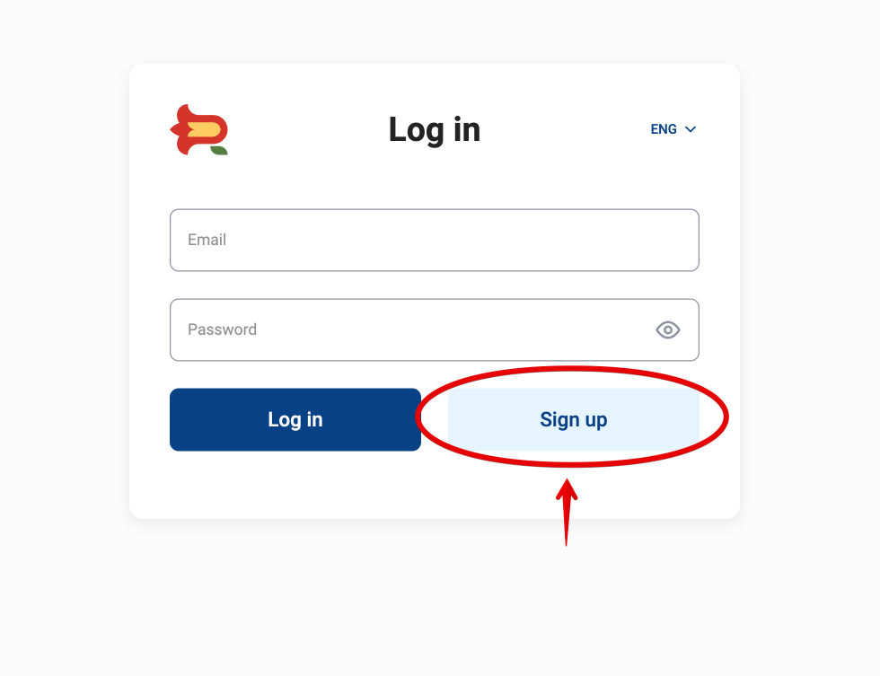 Registo no Pay in Russia a partir do computador: ecrã com o botão Sign up