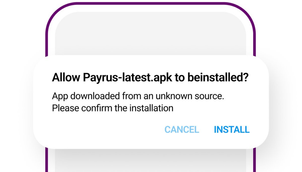 Permitir a instalação do APK do Pay in Russia no Android