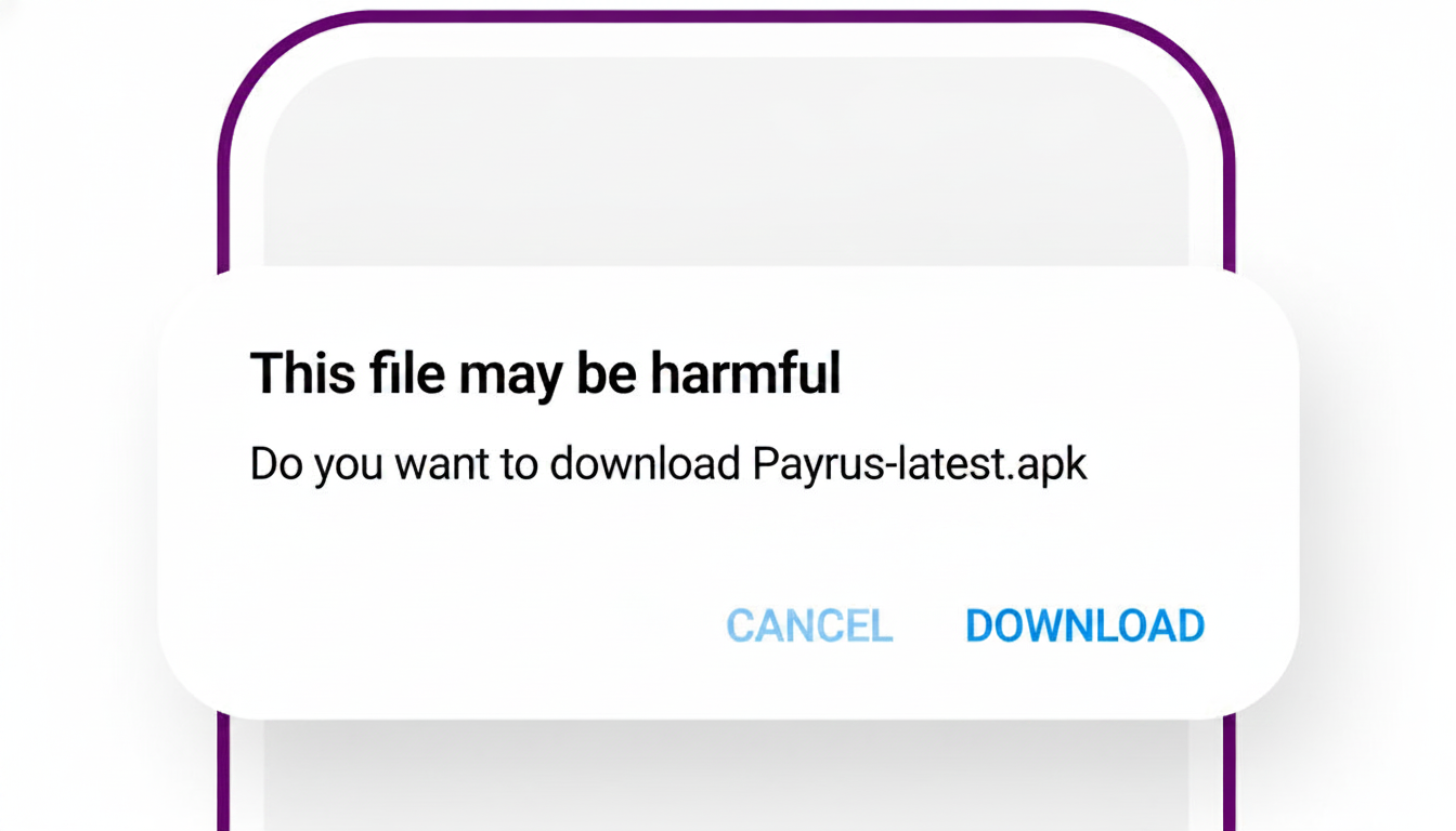 Aviso do Android ao descarregar o ficheiro APK do Pay in Russia