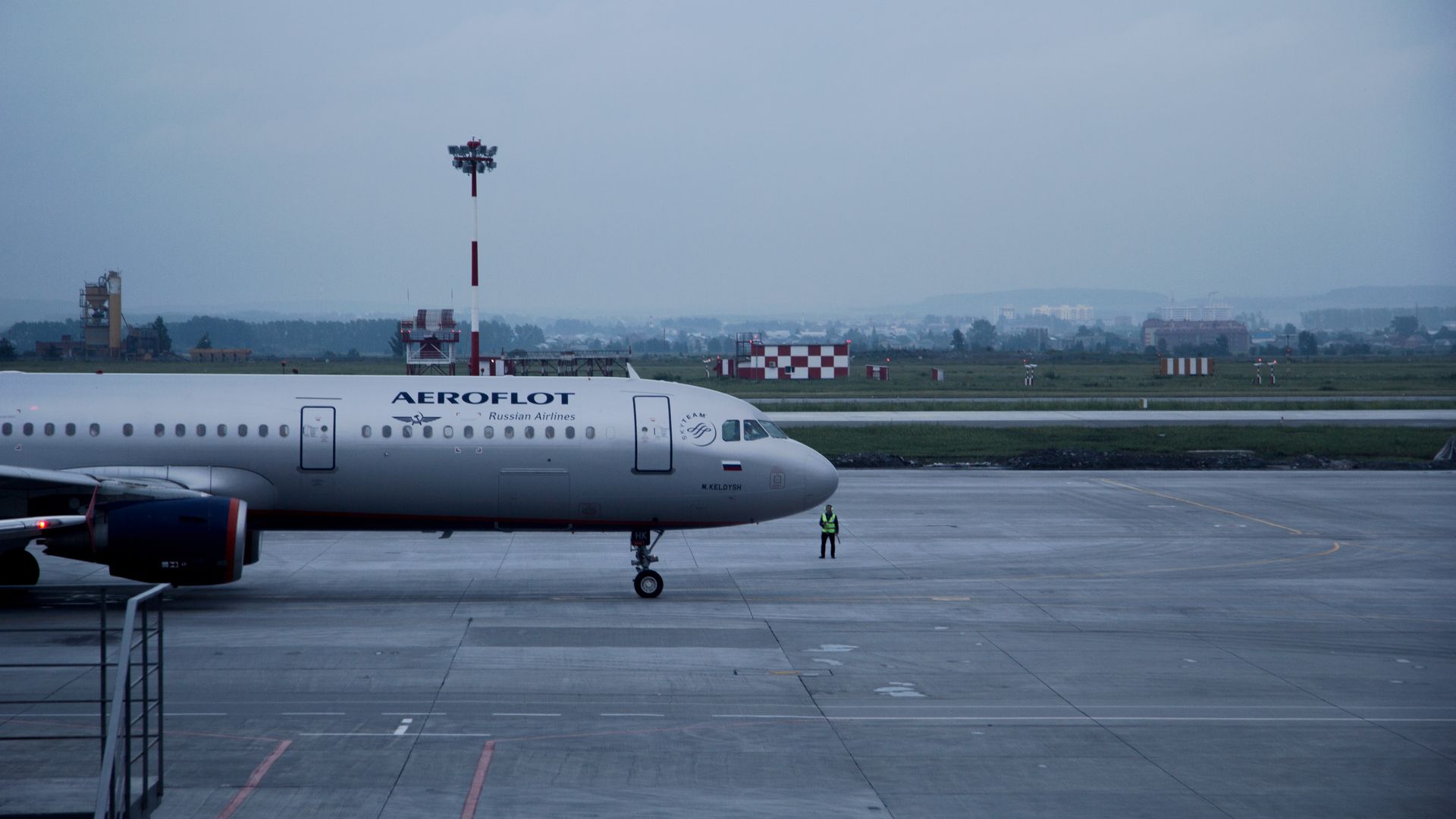 Aeroflot passenger plane taxiing on an airport runway